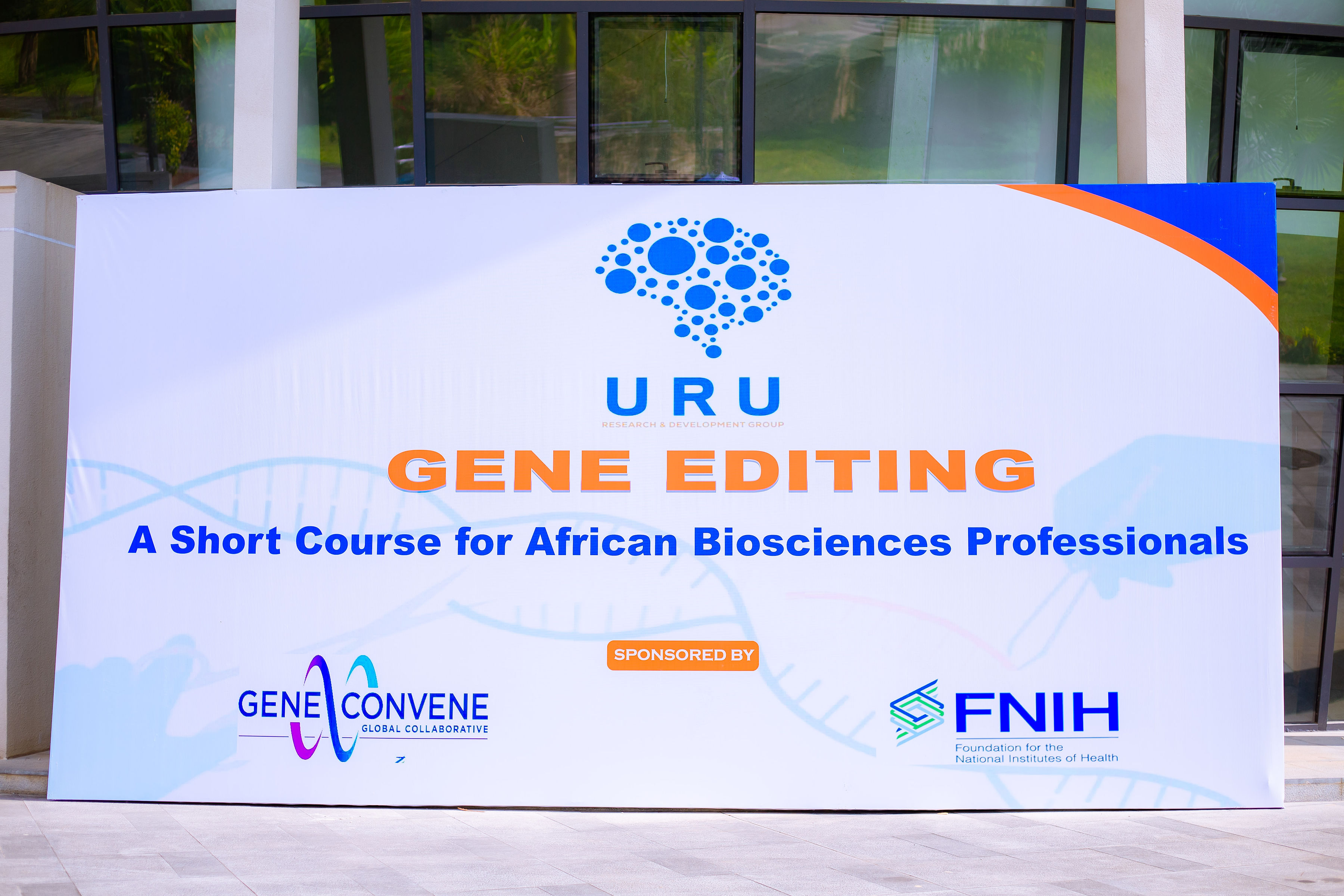 URU Gene Editing course banner, sponsored by Gene Convene & FNIH.